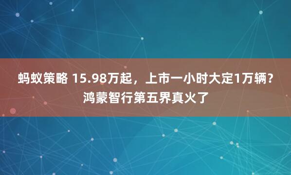 蚂蚁策略 15.98万起，上市一小时大定1万辆？鸿蒙智行第五界真火了